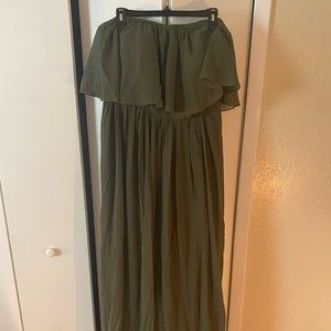 Abigail chiffon olive green bridesmaids dress